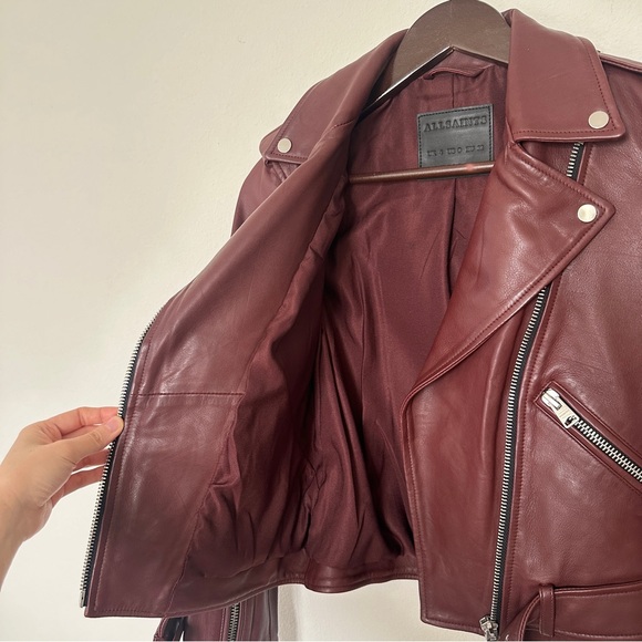 AllSaints Burgundy Lamb Leather Jacket – New Without Tags - Picture 5 of 8